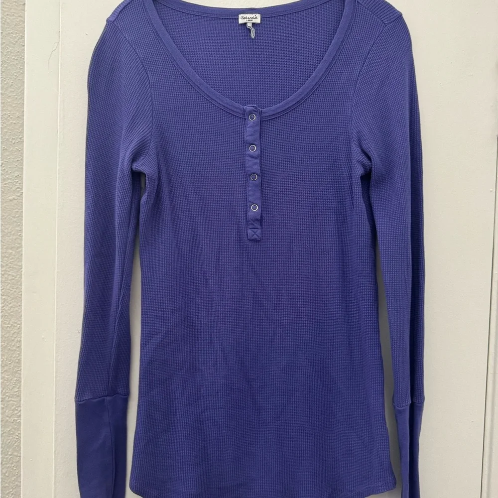 Splendid Violet Long Sleeve Henley Top - Picture 1 of 3